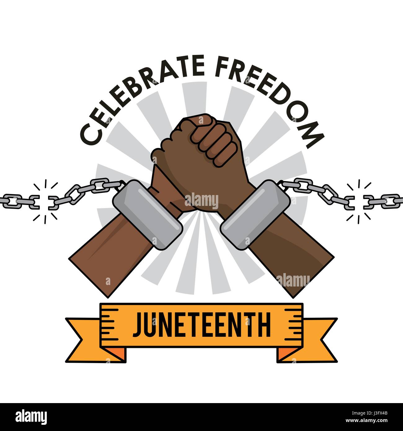 juneteenth day celebrate freedom broken chain hands Stock Vector