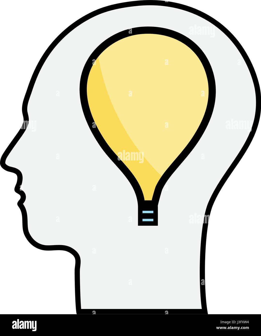 line silhouette head with bulb inside Stock Vector Image & Art - Alamy