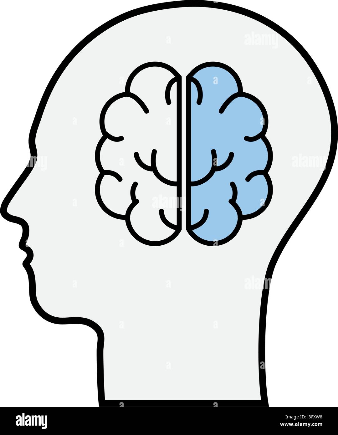 line silhouette head with brain inside Stock Vector Image & Art - Alamy