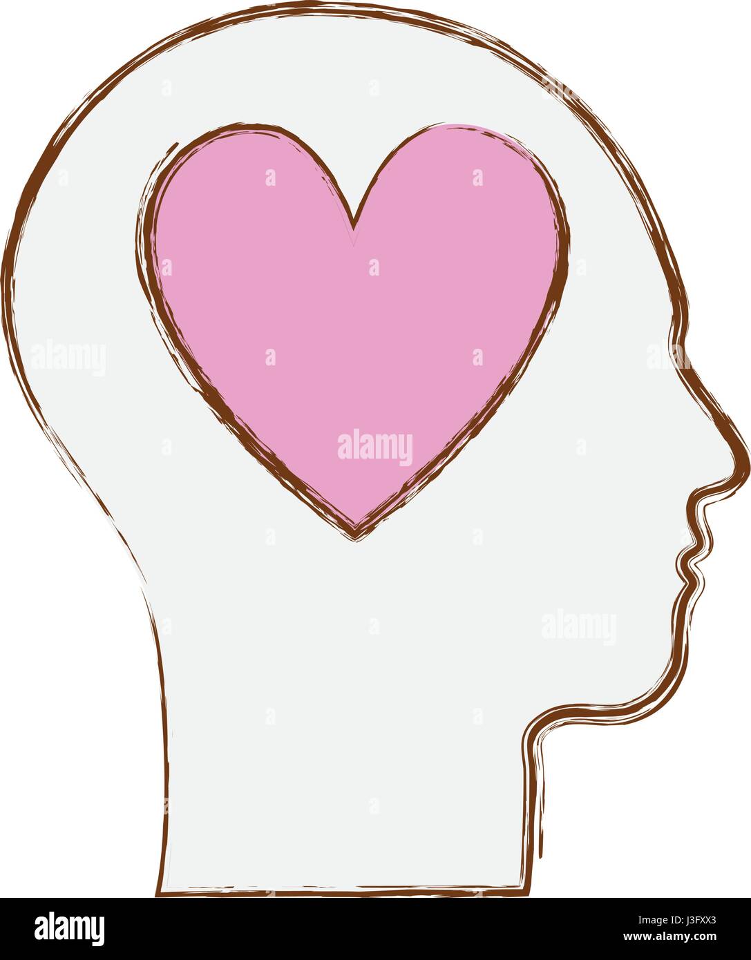line silhouette head with heart inside Stock Vector Image & Art - Alamy