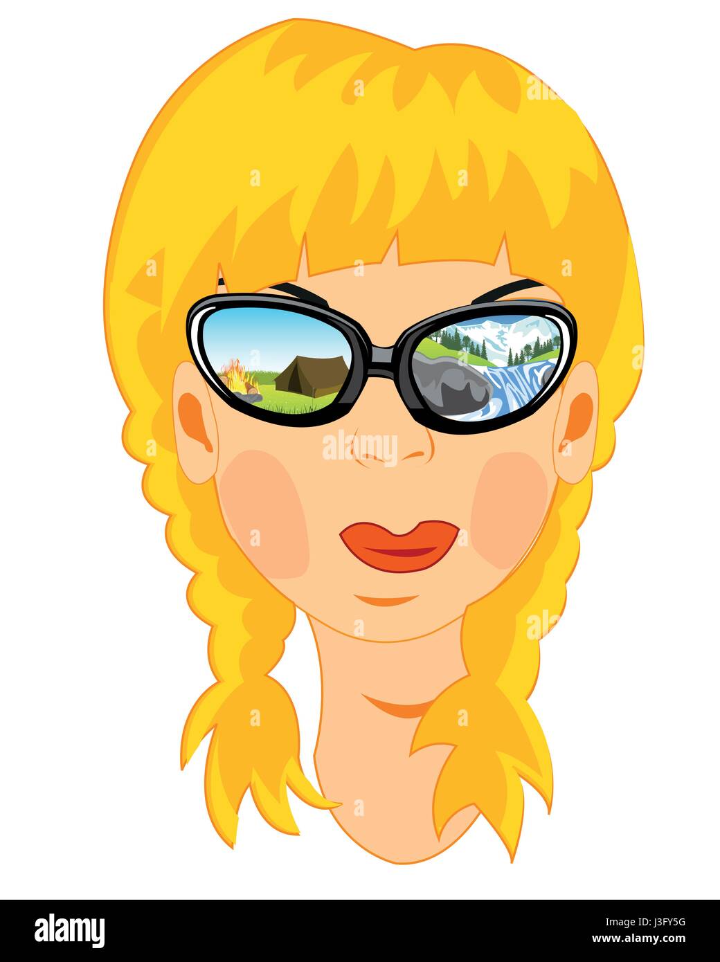 Girl with nature bespectacled Stock Vector Image & Art - Alamy