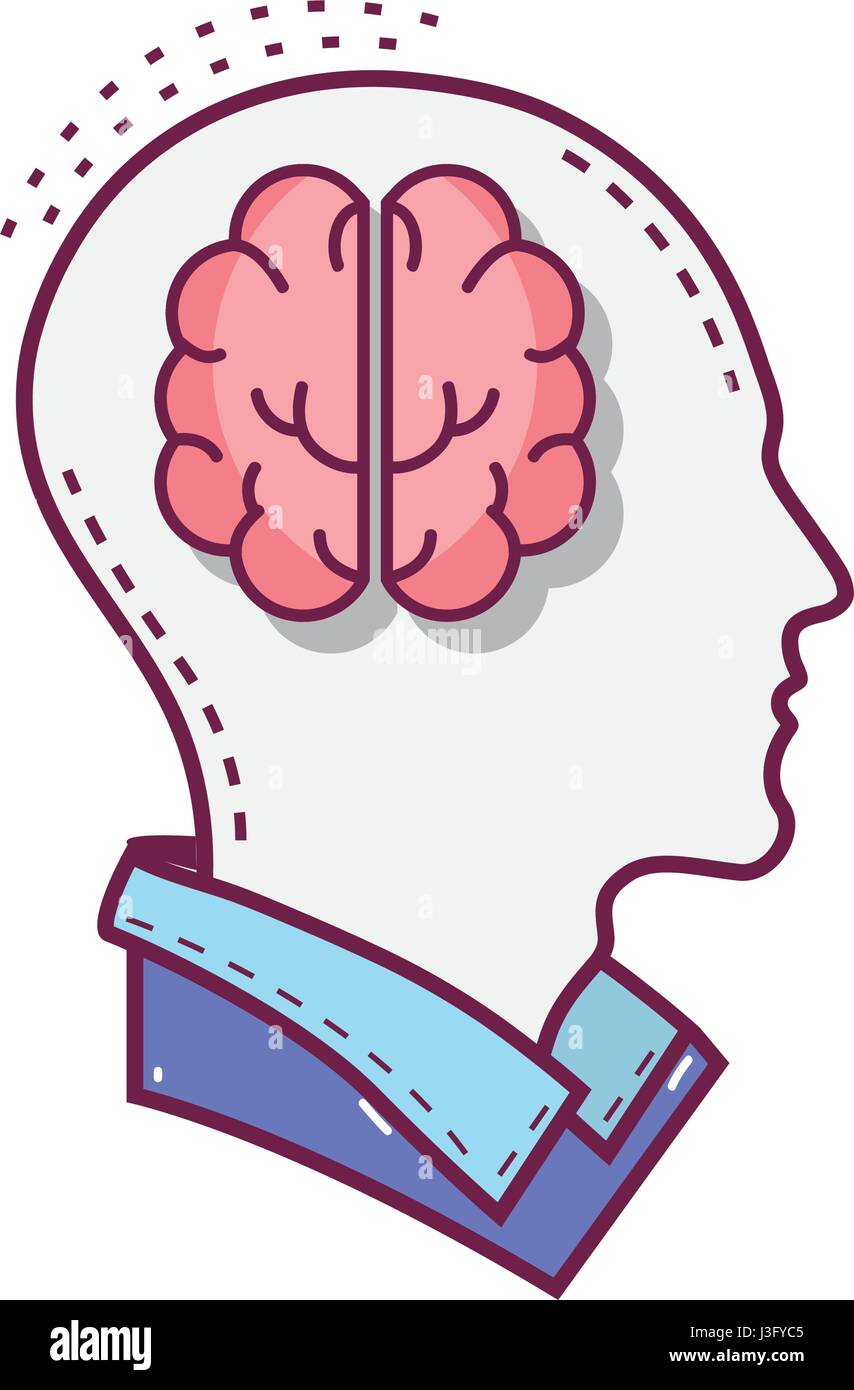 color silhouette head with brain inside Stock Vector Image & Art - Alamy
