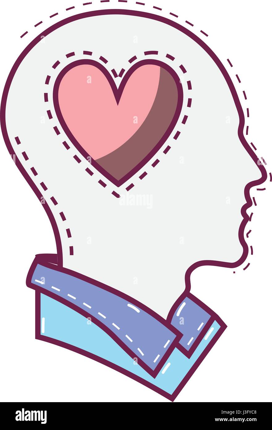 color silhouette head with heart inside Stock Vector Image & Art - Alamy