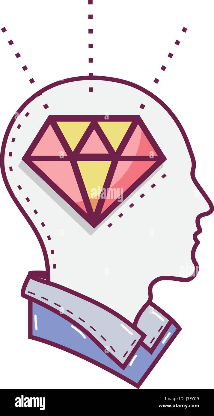 color silhouette head with diamond inside Stock Vector Image & Art - Alamy