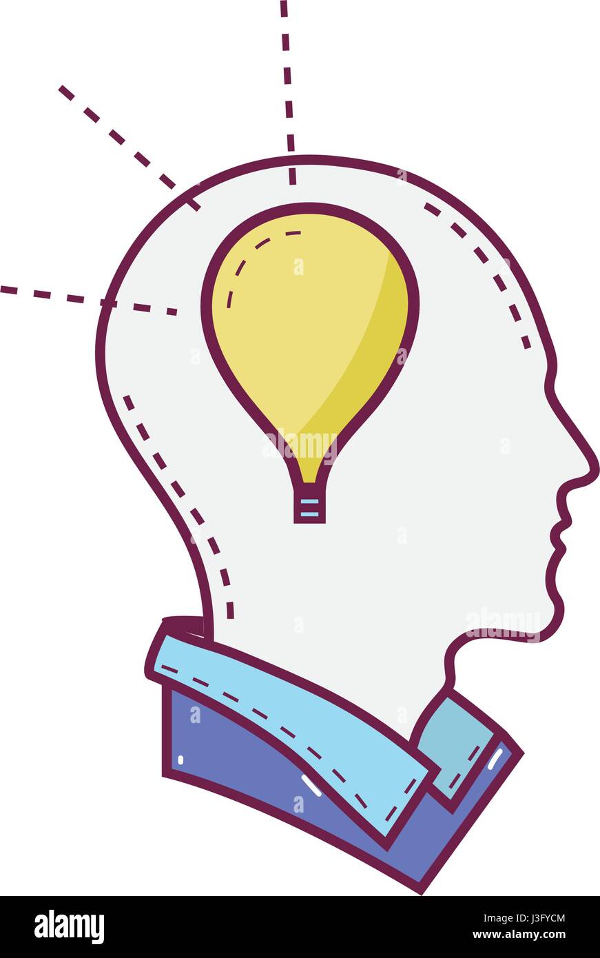 color silhouette head with bulb inside Stock Vector Image & Art - Alamy
