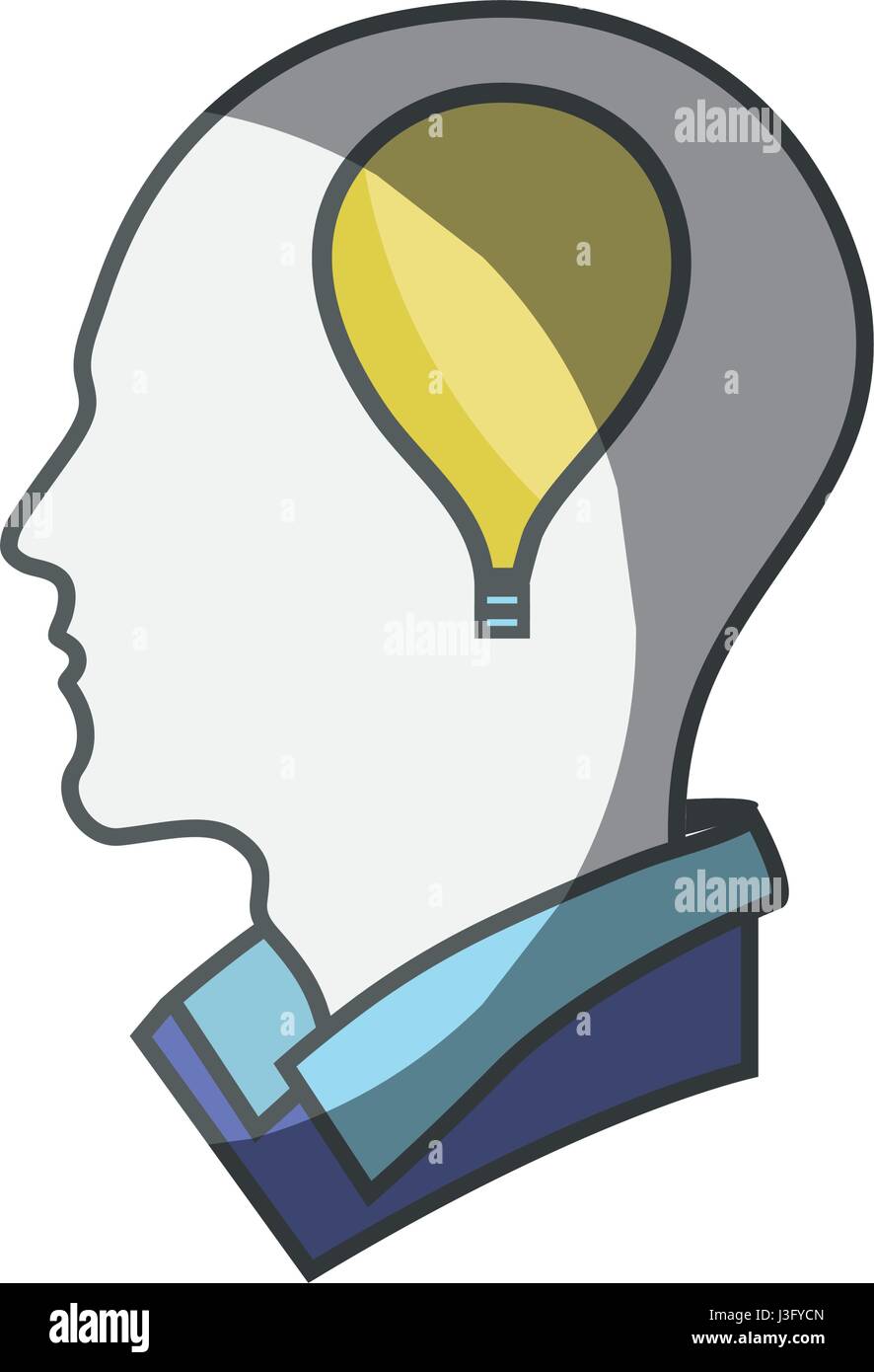 color silhouette head with bulb inside Stock Vector Image & Art - Alamy