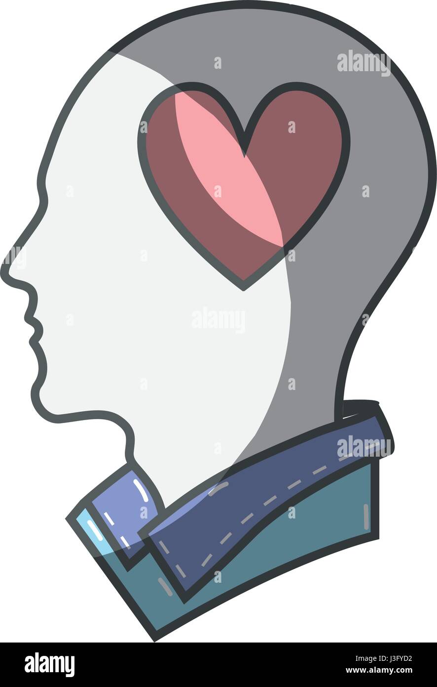 color silhouette head with heart inside Stock Vector Image & Art - Alamy