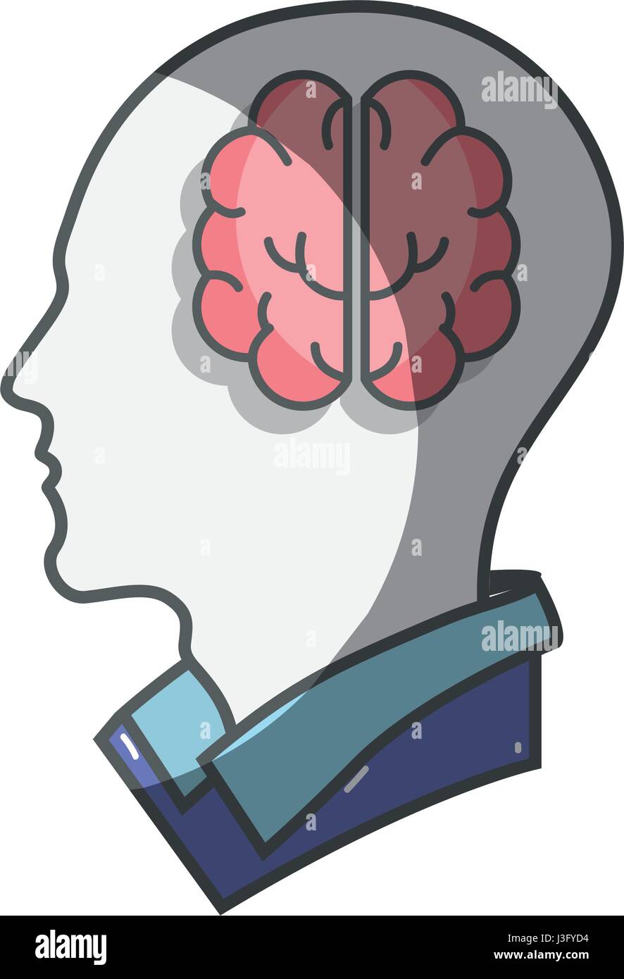 color silhouette head with brain inside Stock Vector Image & Art - Alamy