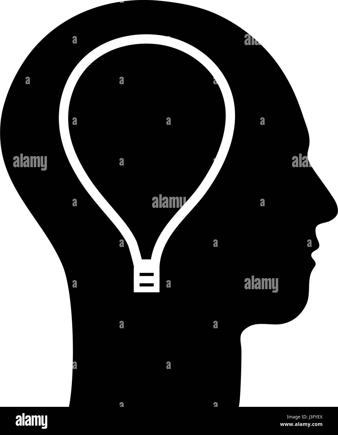 contour silhouette head with bulb inside Stock Vector Image & Art - Alamy