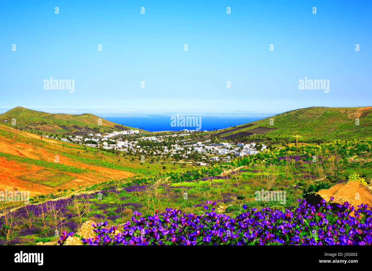 Town Haria, Island Lanzarote, Canary Islands, Spain. Stock Photo