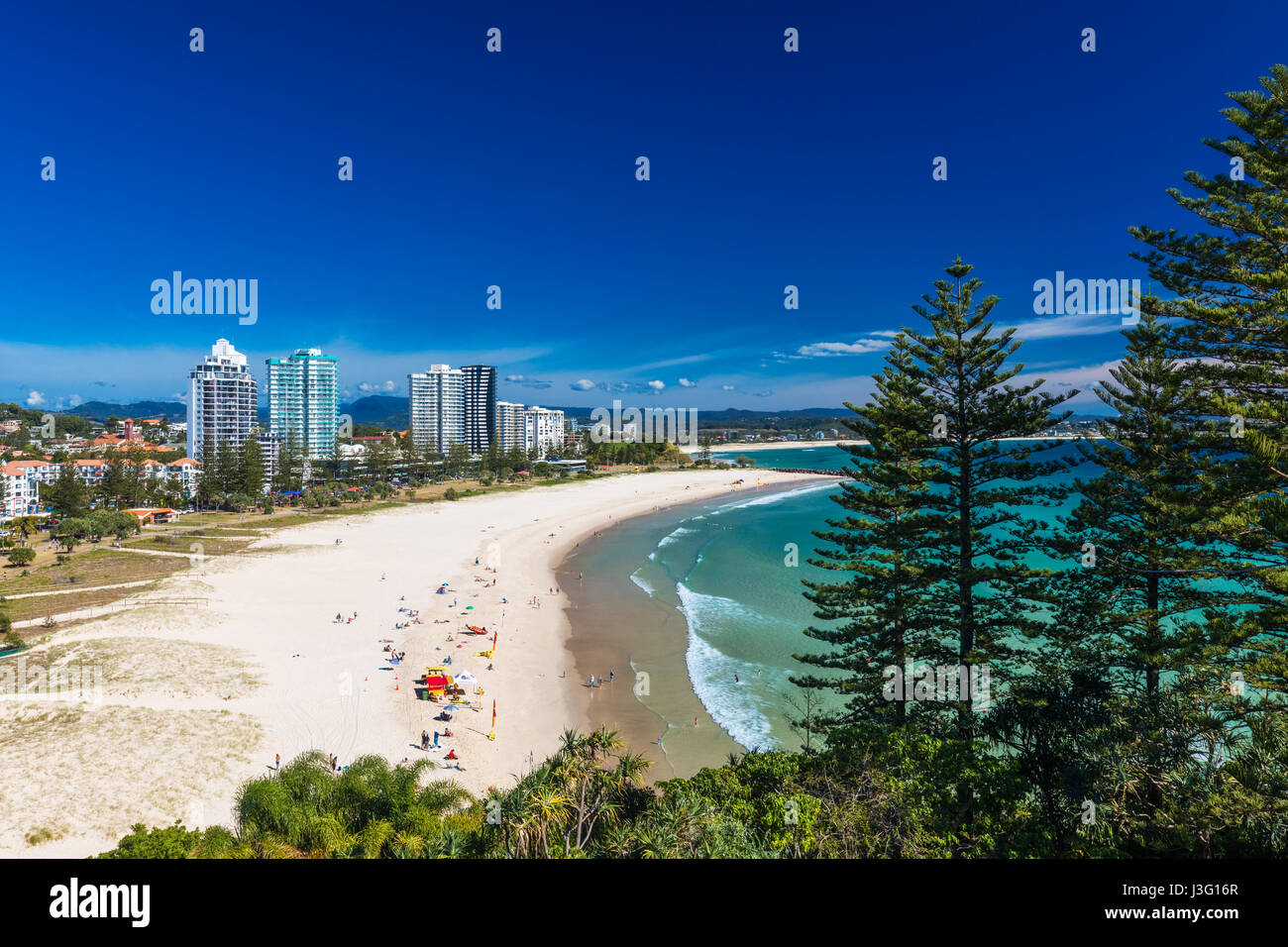 COOLANGATTA, AUS - MAY 01 2017, Coolangatta beach and Rainbow Bay, Gold Coast, Queensland, Australia Stock Photo