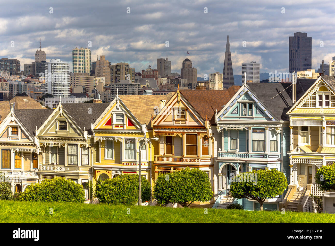 painted ladies in san francisco Stock Photo