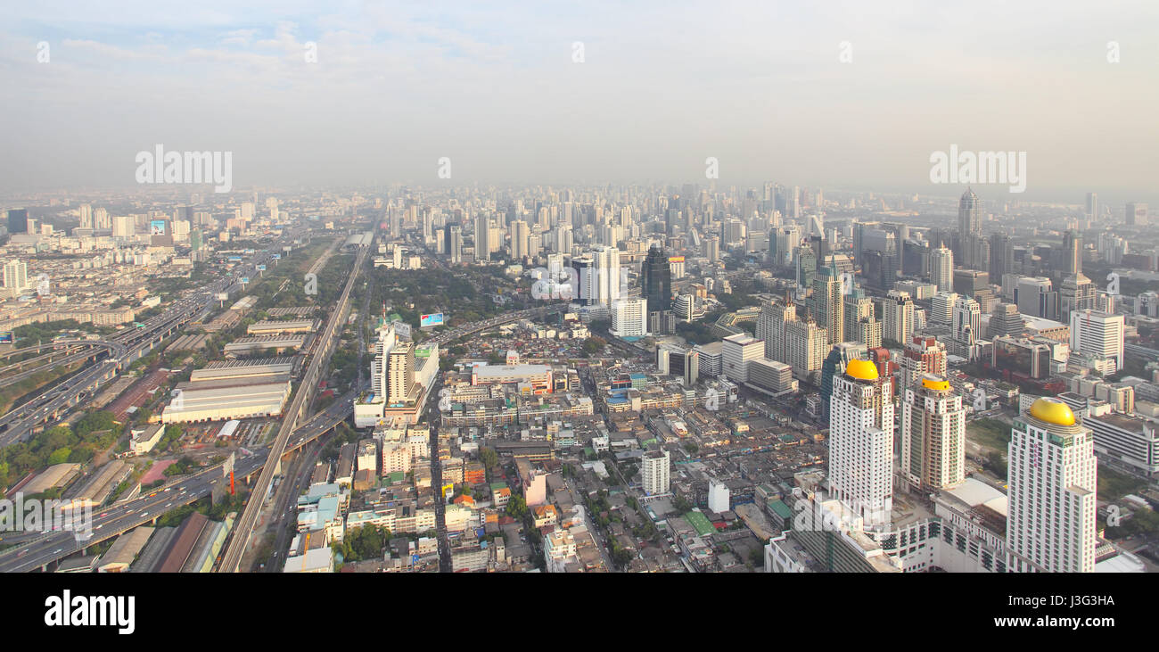 Bangkok, Thailand - December 13, 2011: Panoramic view of Bangkok city from above Stock Photo