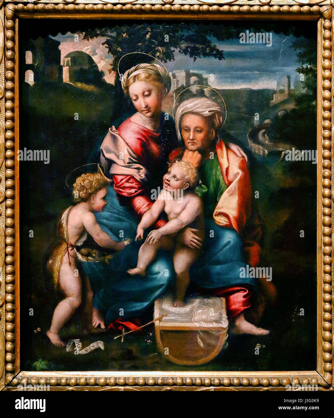 Urbino Show Secret Renaissance Giulio Romano - Madonna with Child Sant'Anna San Gioachino Stock Photo