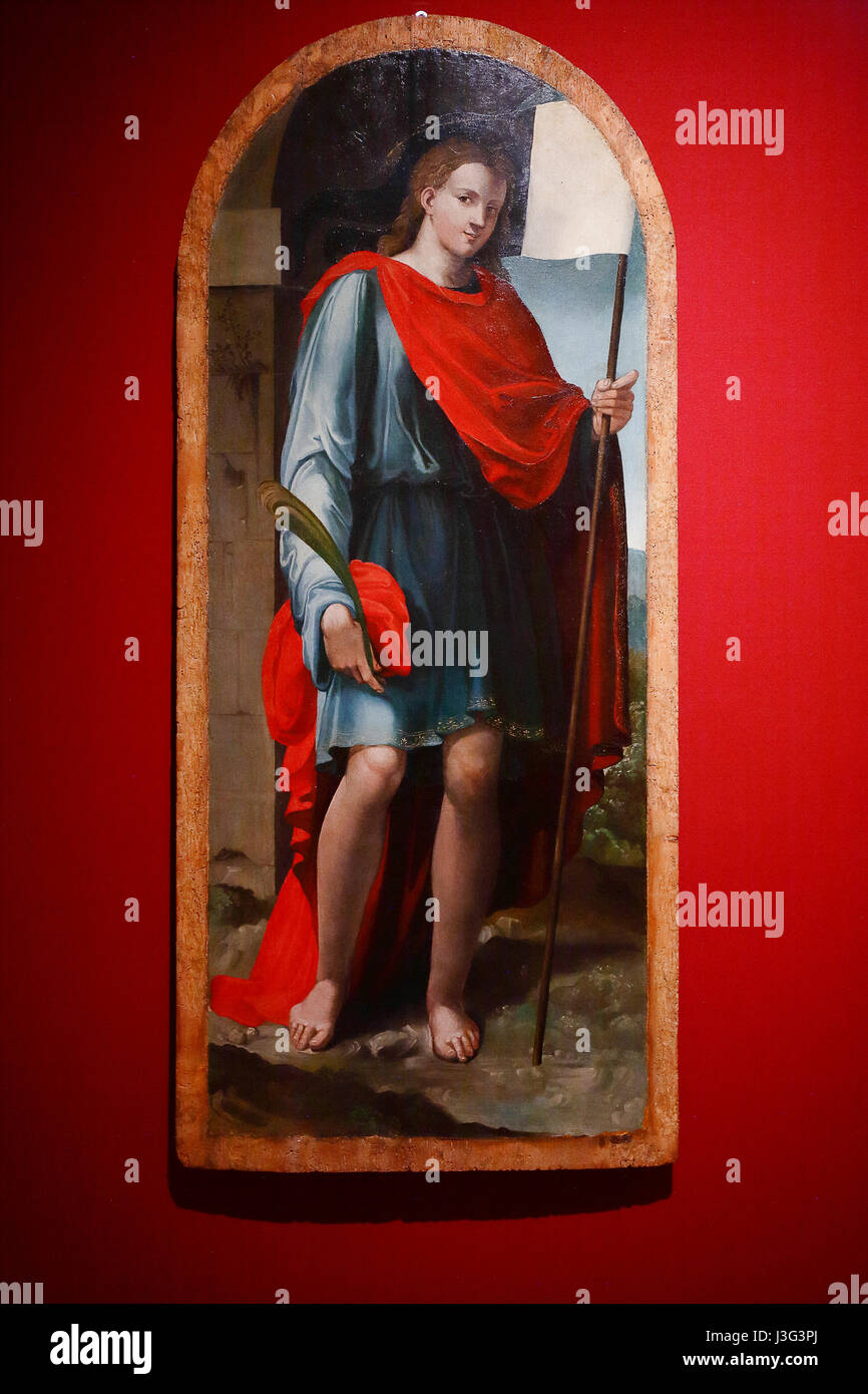 Urbino Show Secret Renaissance: Sant'Ansano Martyr - 1530. Bartolomeo di David Stock Photo