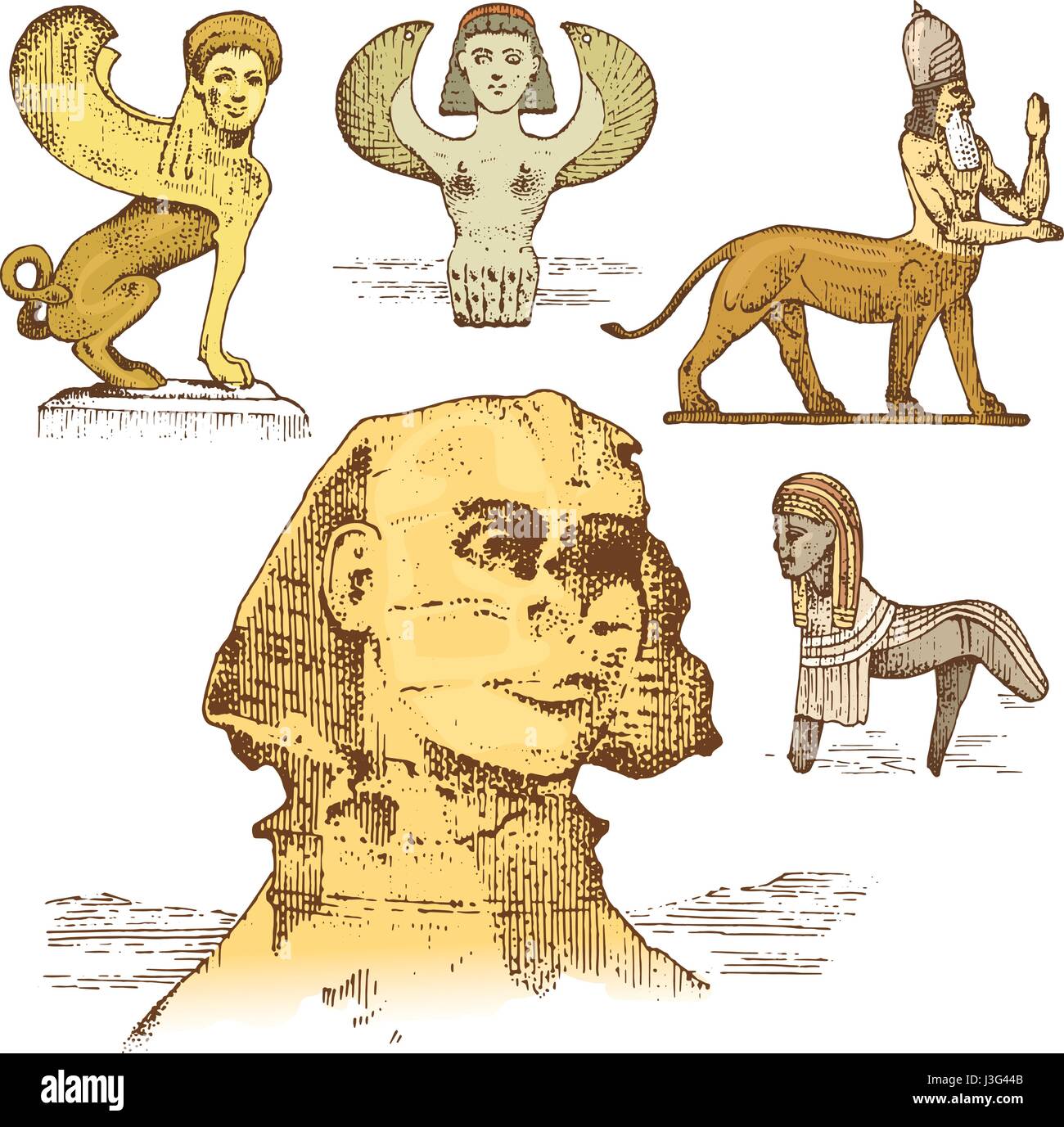 egyptian sphinx and other fantastic creatures, mythology symbols of