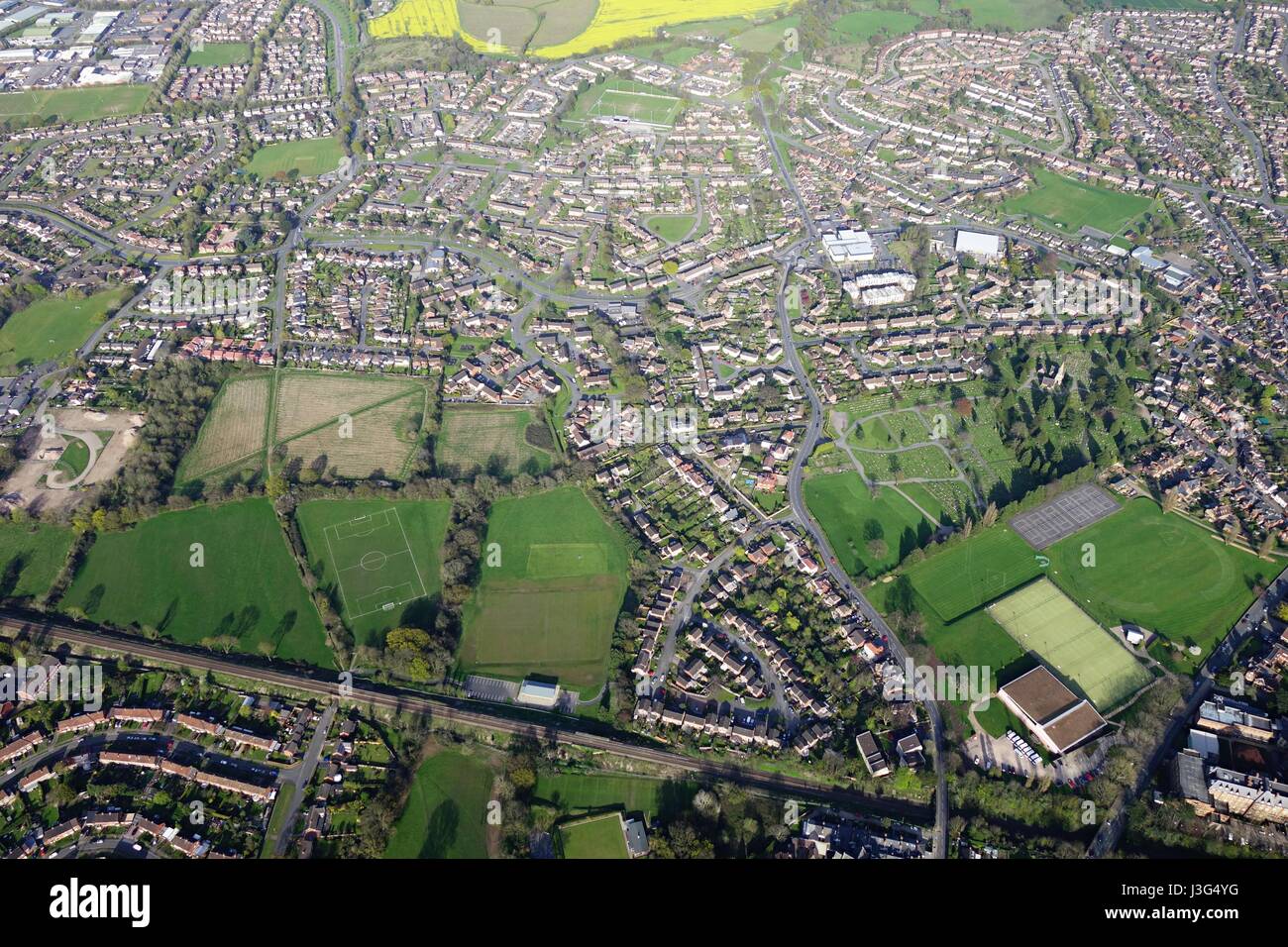 Aerial view of housing near Great Malvern Worcestershire UK Stock Photo