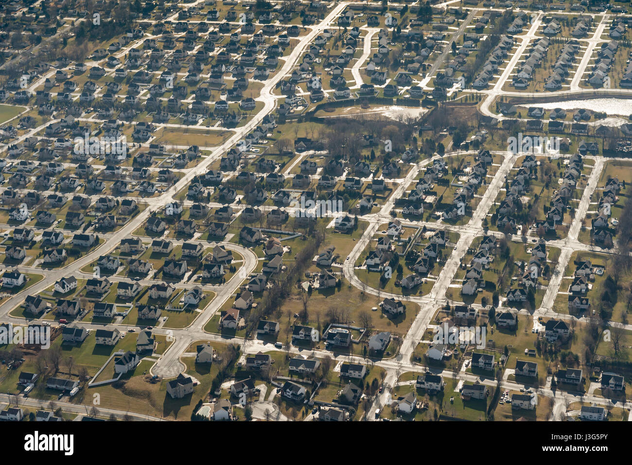 Aerial View Of Suburbs Stock Photo