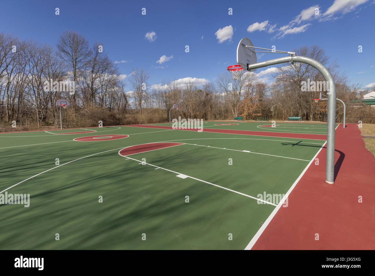 Empty Basketball Court Playground, New Jersey, USA Stock Photo