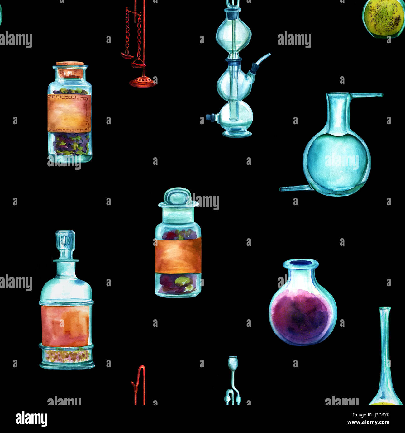 Vintage Science seamless background pattern with chemistry objects ...