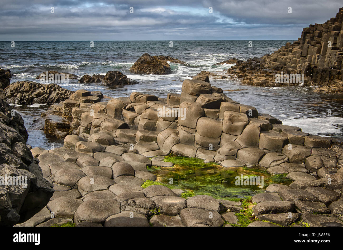 Basalt hexagonal stones at the Giant's Causeway in Ireland Stock Photo Alamy