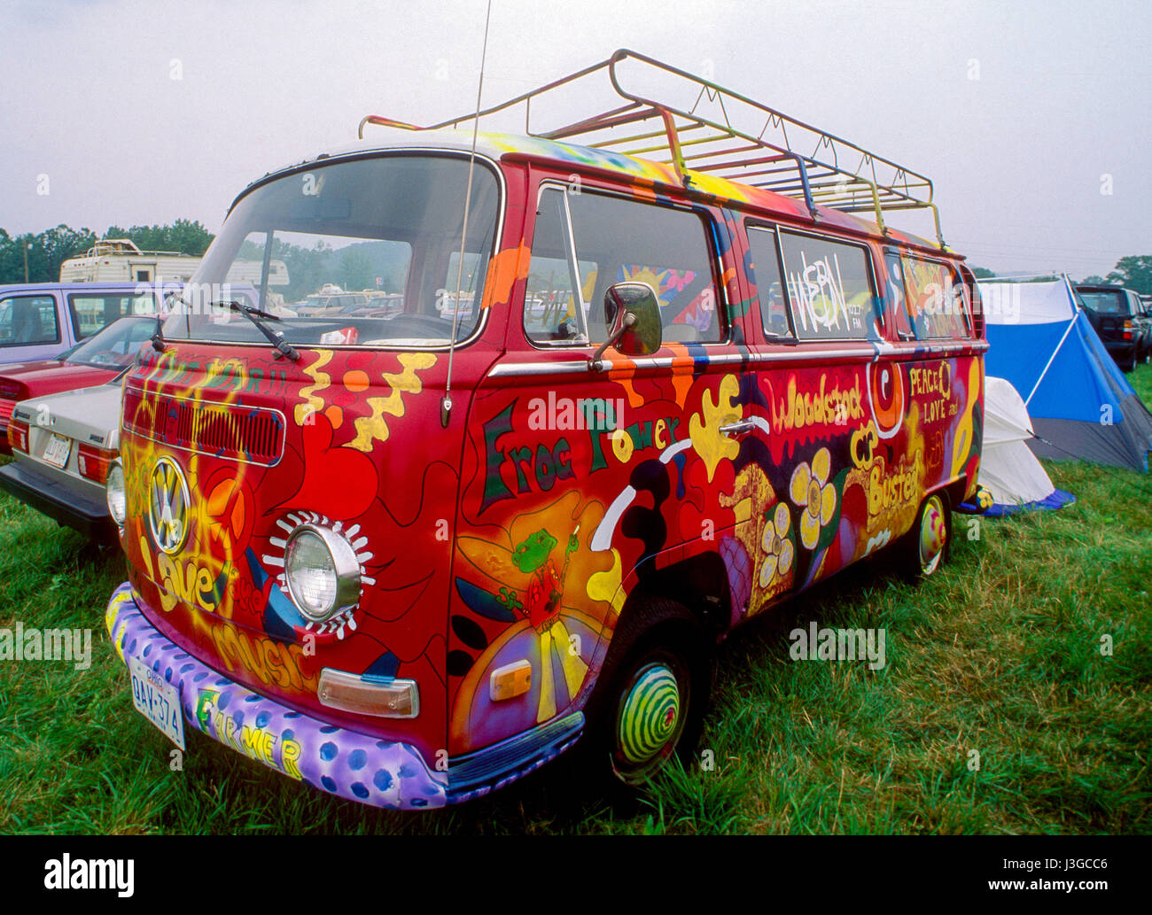 Hippie Van at the 25th Anniversary of the Woodstock music festival on