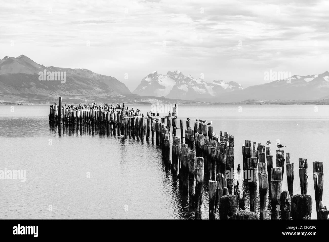 Muelle Historico - Historical Pier -Puerto Natales Stock Photo