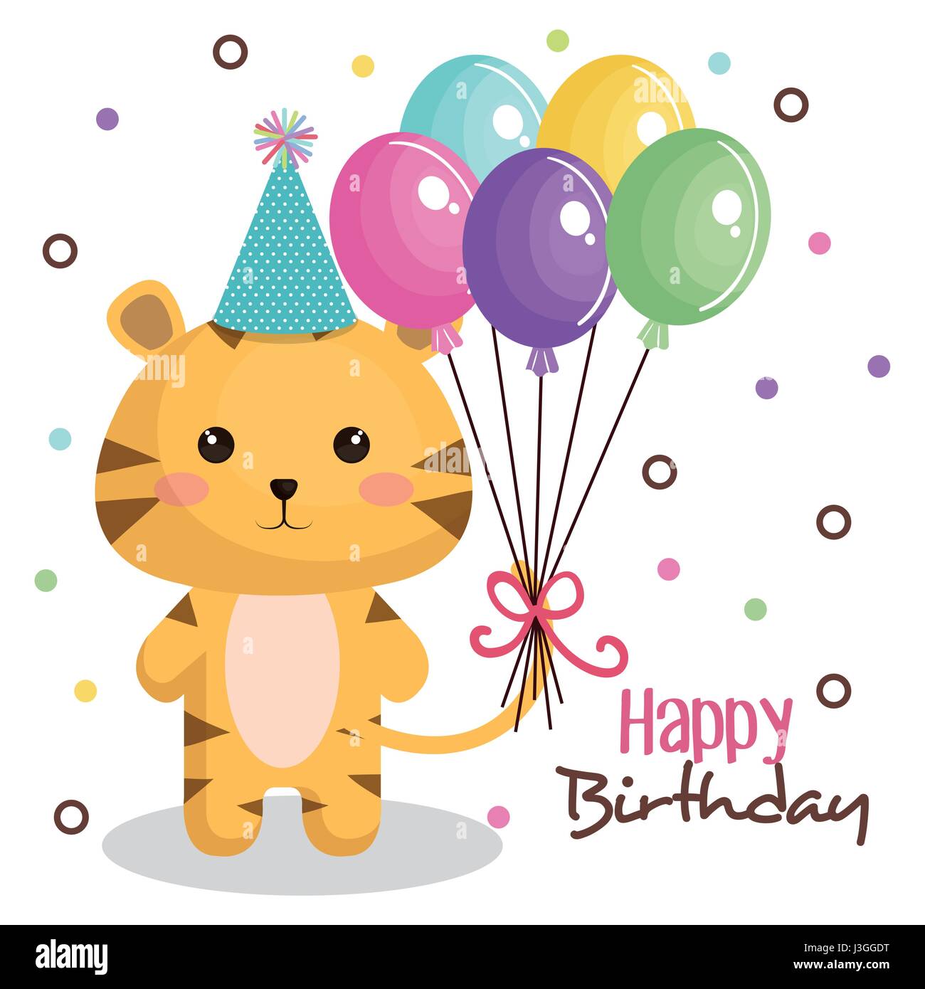 happy birthday card with tender animal Stock Vector