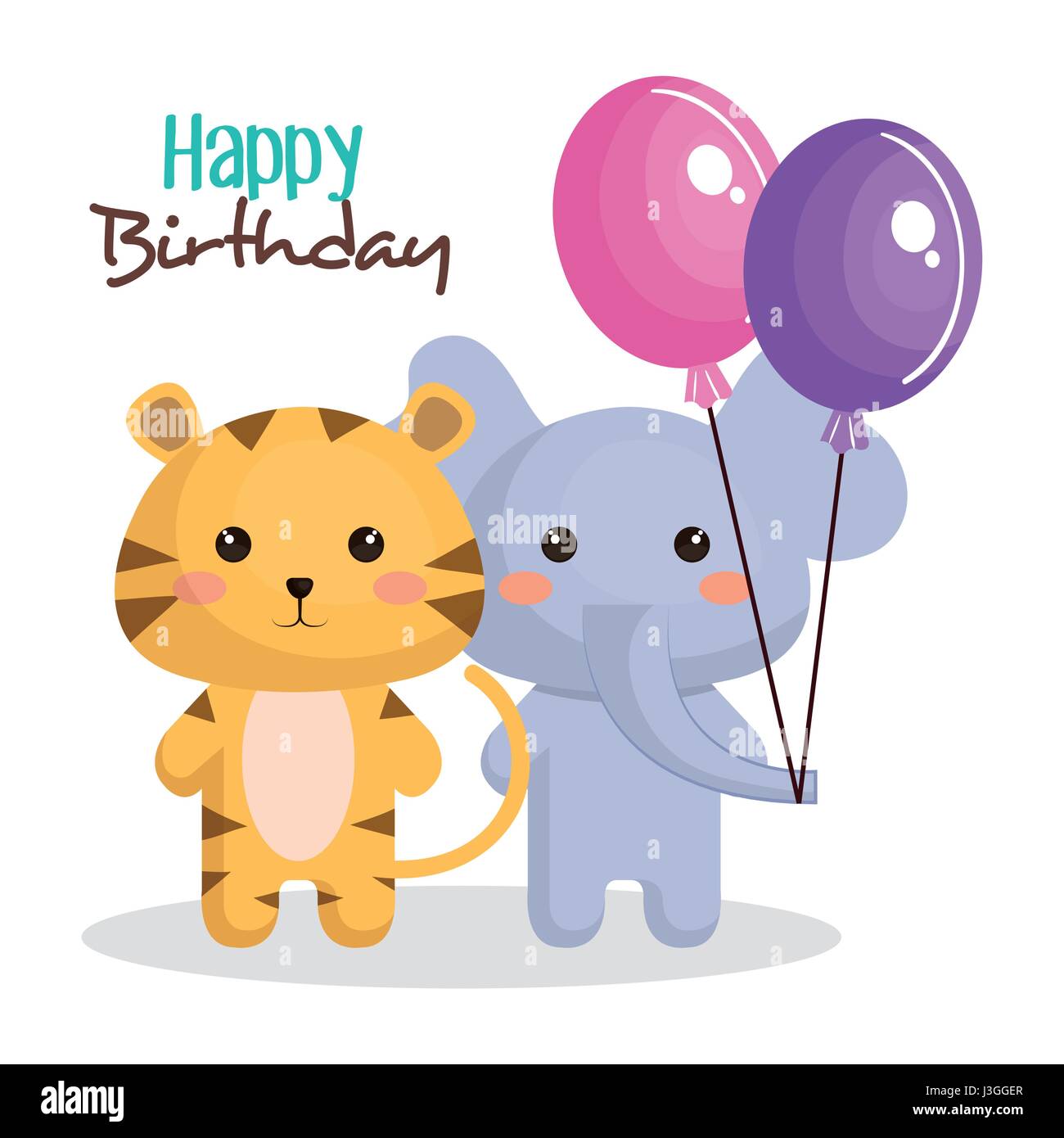 happy birthday card with tender animal Stock Vector