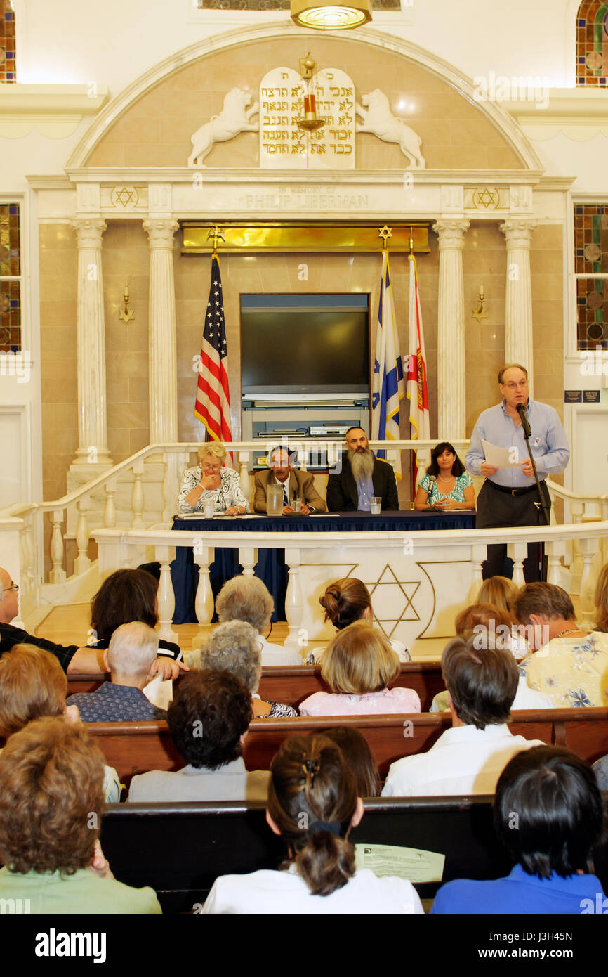 Miami Beach Florida,Jewish Museum of Florida,panel discussion,Being Jewish in Sports,man,men,woman female women,athletes,speakers,audience,crowd,FL080 Stock Photo