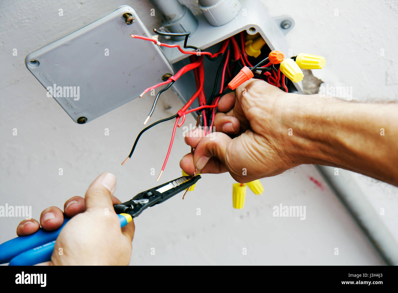 Florida Fl South Miami Beach Sobe Art Deco District Ocean Drive Presidential Condominiums Fire Alarm Technician Electrician Electrical Wi Stock Photo Alamy