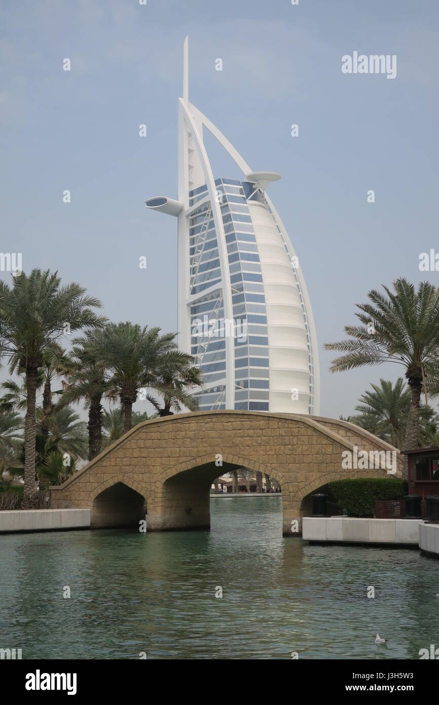 Famous Hotel Burj Al Arab Located On An Island Of Reclaimed Land Was Opened In 1999 It S The World S Third Tallest Hotel Stock Photo Alamy