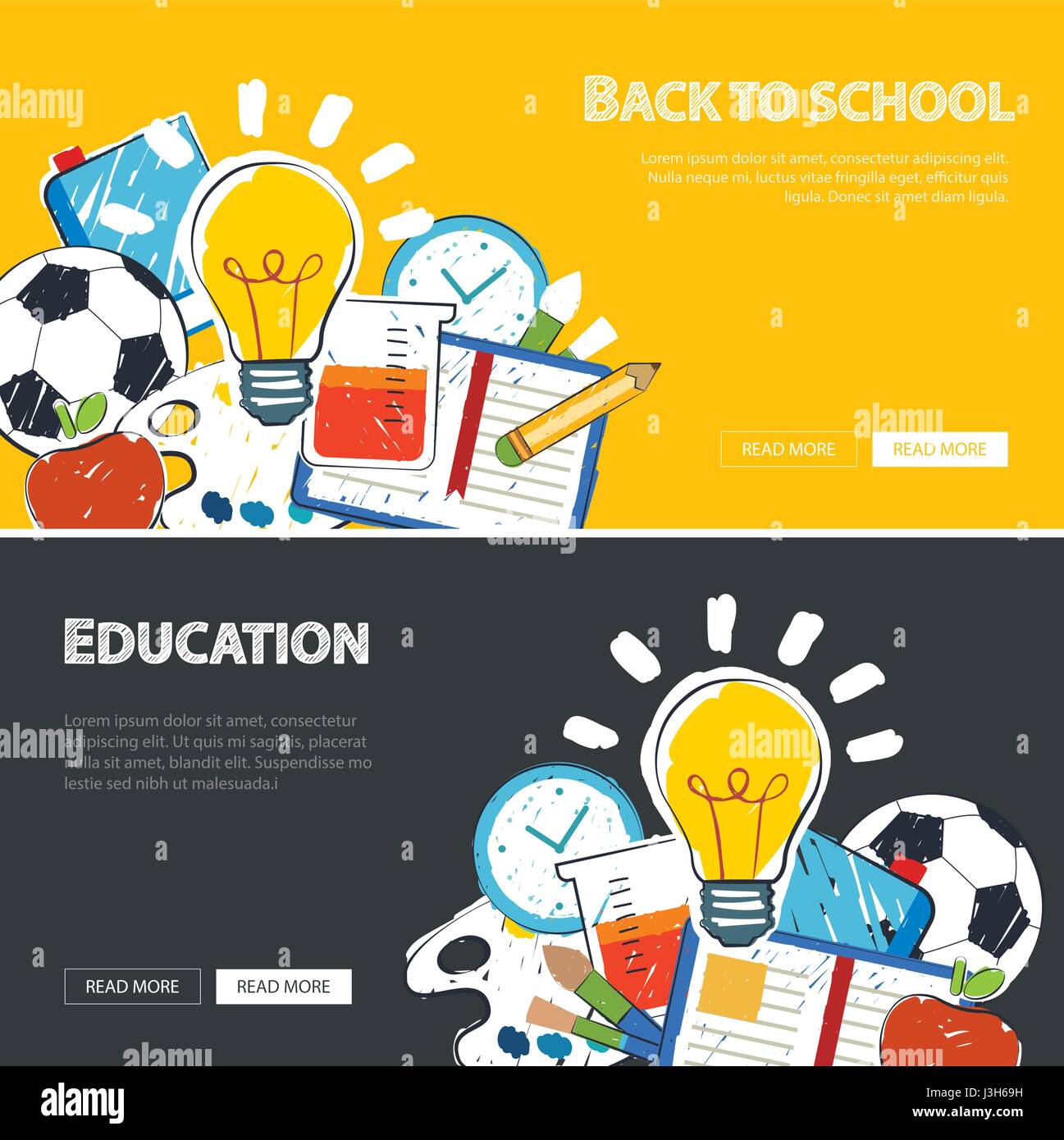 education banner and back to school background template Stock Vector