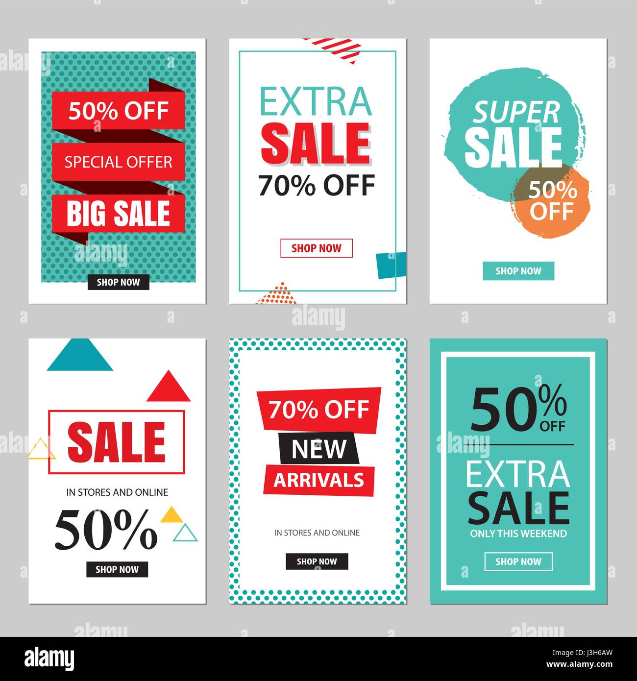 Set of sale website banner templates.Social media banners for online shopping. Vector illustrations for posters, email and newsletter designs, ads, pr Stock Vector