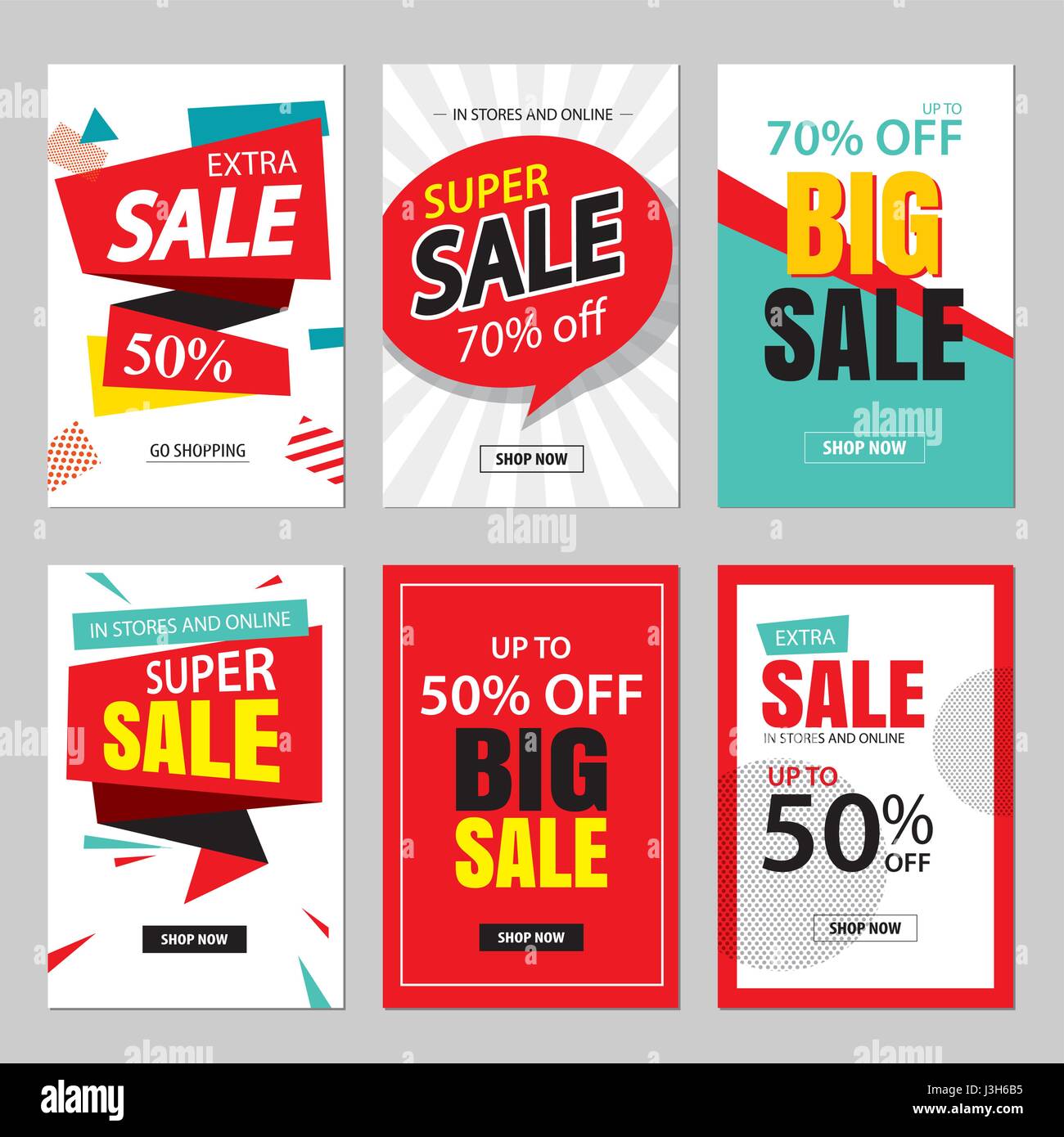 Set of sale website banner templates.Social media banners for online shopping. Vector illustrations for posters, email and newsletter designs, ads, pr Stock Vector