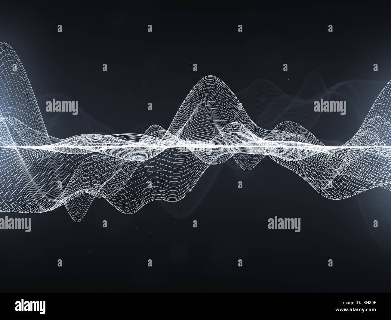 Abstract Wavy Lines, distorted lines on black background Stock Photo