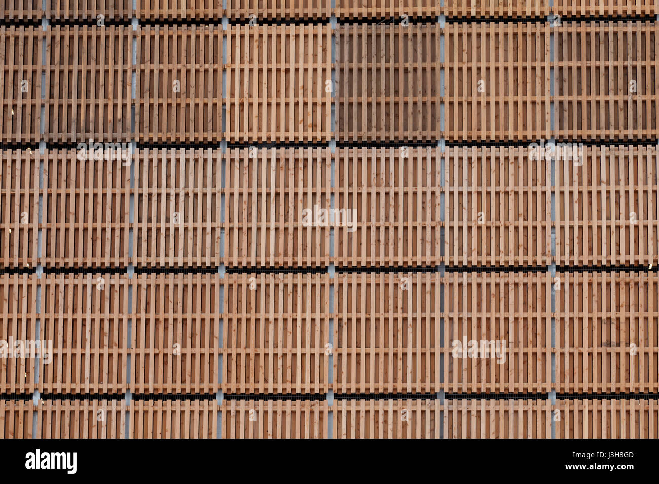 Facade with wooden paneling Stock Photo