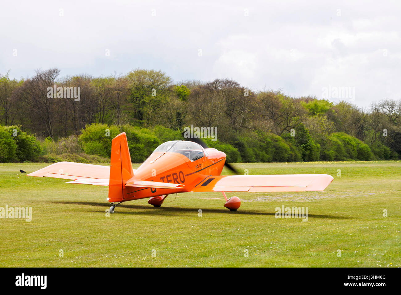 G-TERO is a 2014 built Vans RV-7 fixed wing, single engined light aircraft seen here on the taxiway at Popham Airfield, Hampshire Stock Photo