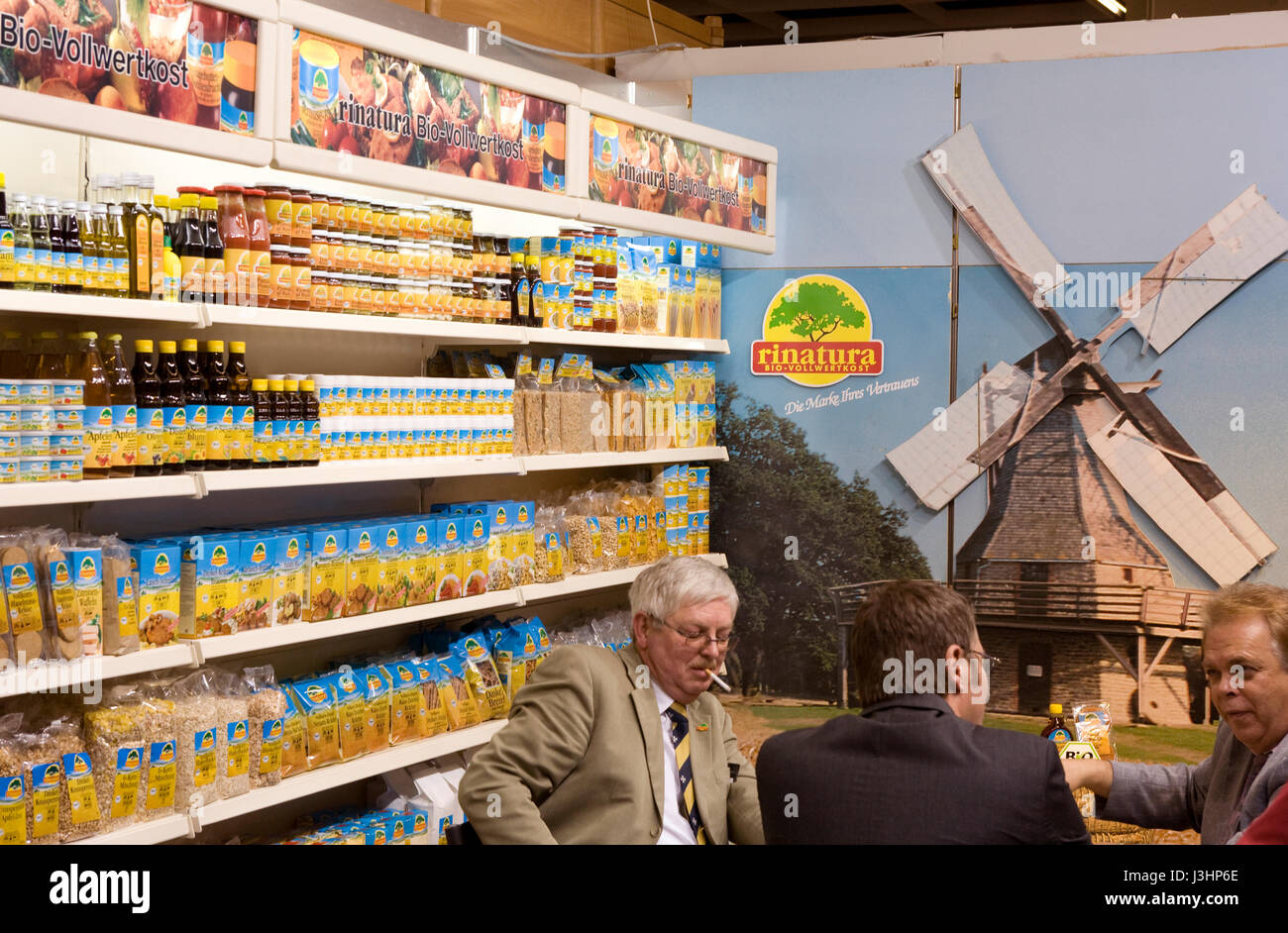 Germany, Cologne, the ANUGA food and beverages trade fair at the exhibition center in the district Deutz, stall of the company Rinatura. Stock Photo