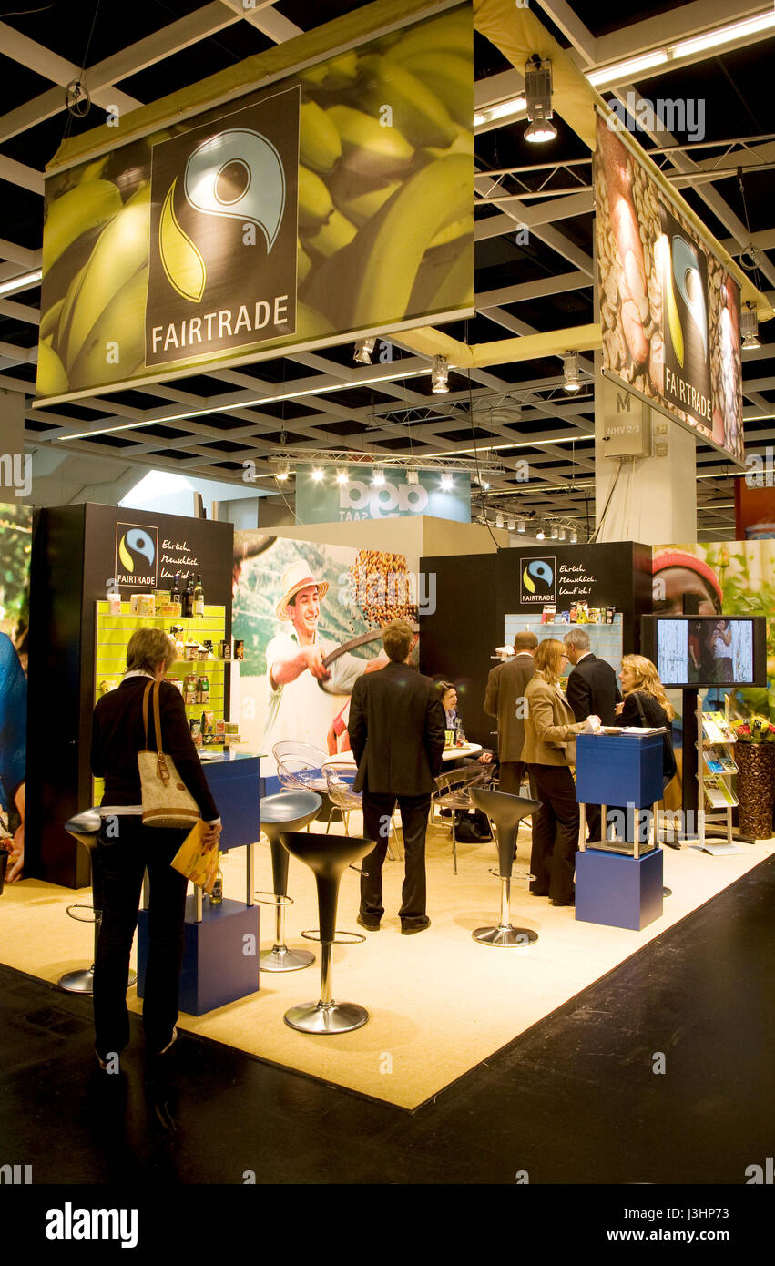 Germany, Cologne, the ANUGA food and beverages trade fair at the exhibition center in the district Deutz, stall of Fairtrade and Transfair Stock Photo
