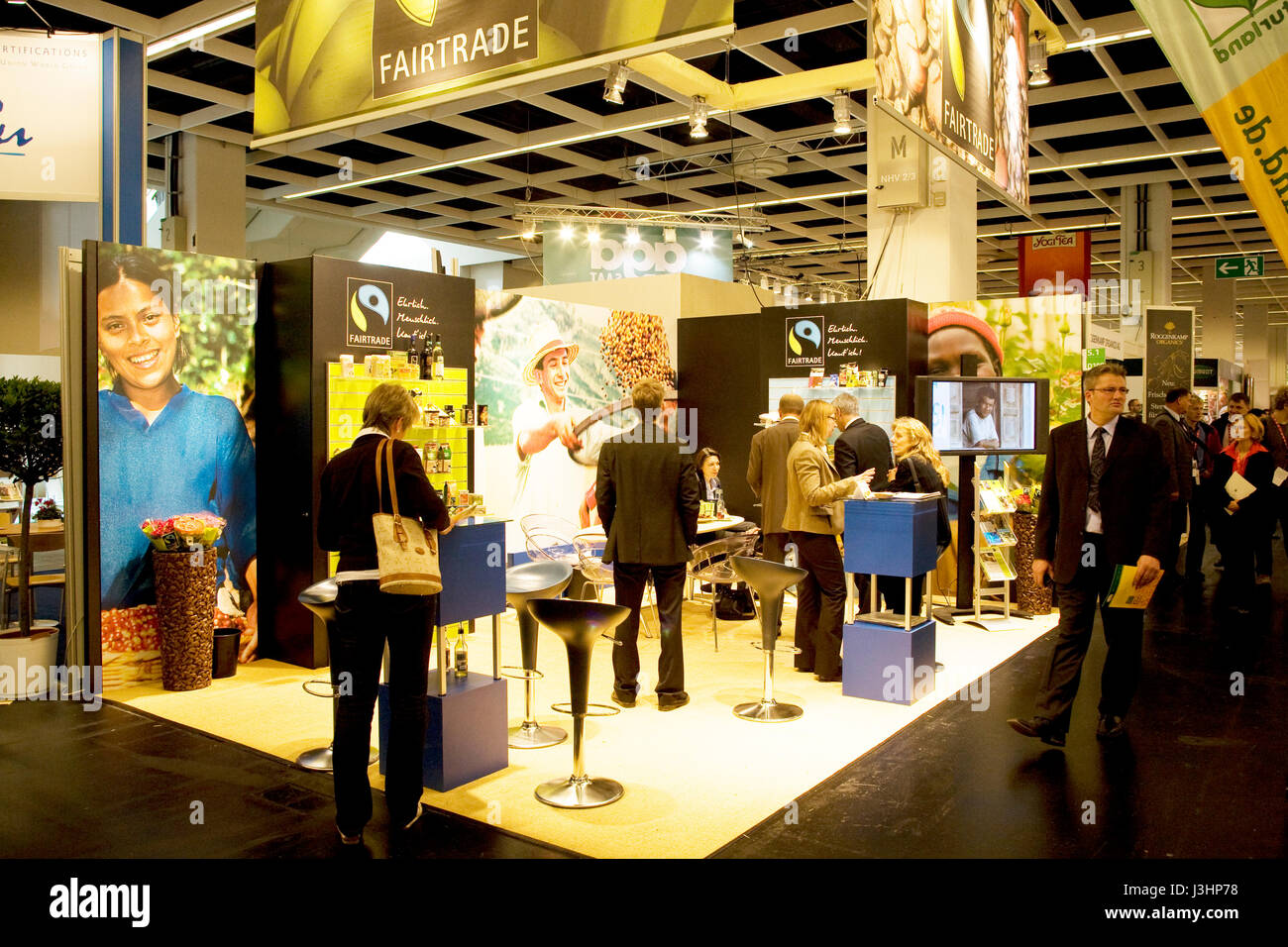 Germany, Cologne, the ANUGA food and beverages trade fair at the exhibition center in the district Deutz, stall of Fairtrade and Transfair Stock Photo