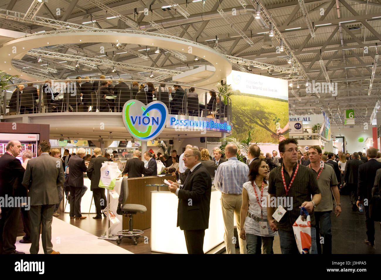 Germany, Cologne, the ANUGA food and beverages trade fair at the exhibition center in the district Deutz, stall of the company Vion Food Group. Stock Photo