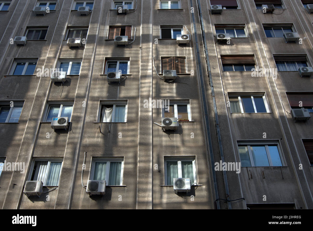 Air conditioning units outside a building in Thessaloniki, Greece Stock
