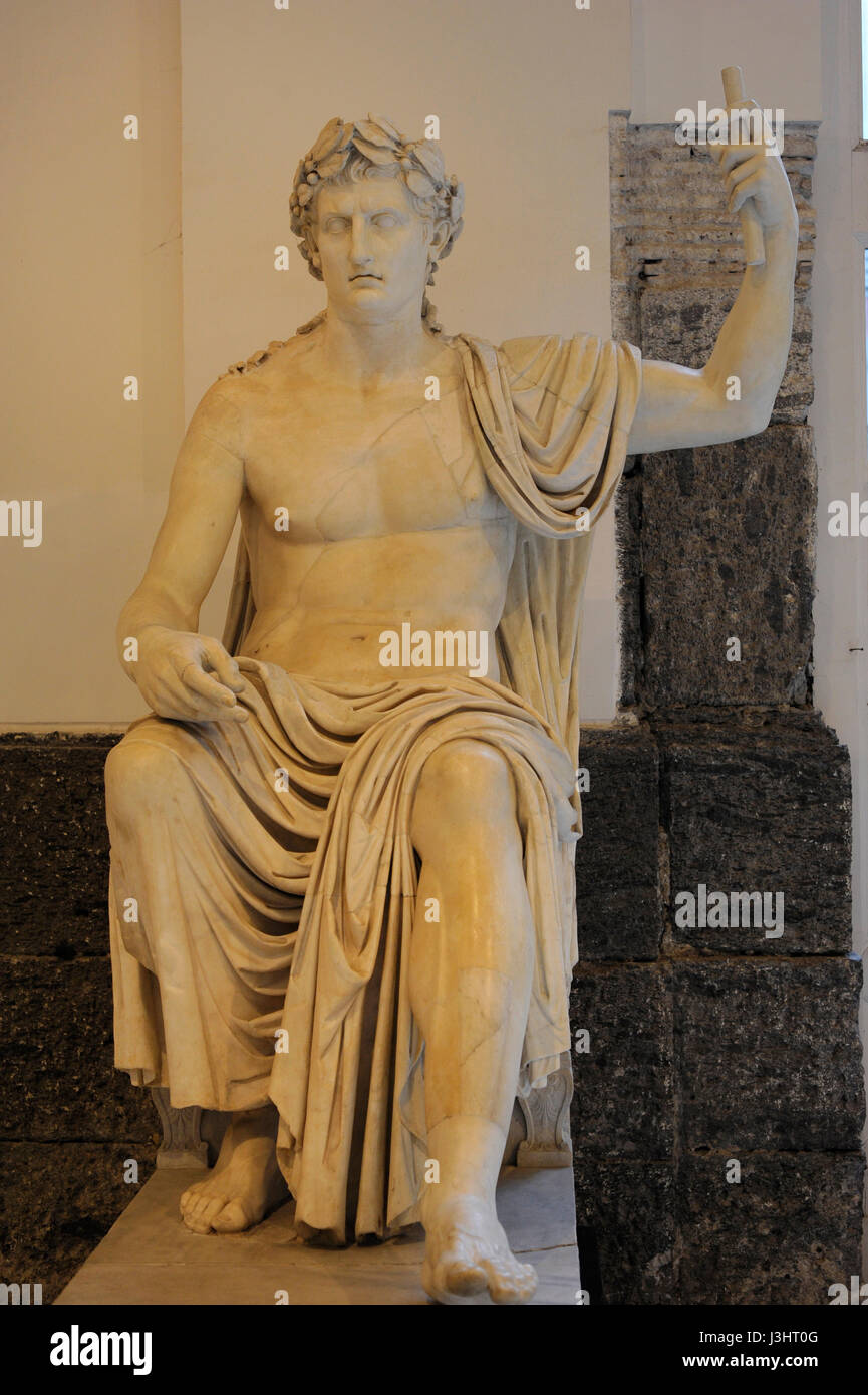 Augustus (63 BC-14 AD). 1st Roman emperor. 1st century. Herculaneum. Arhaeological Museum. Naples. Italy. Stock Photo