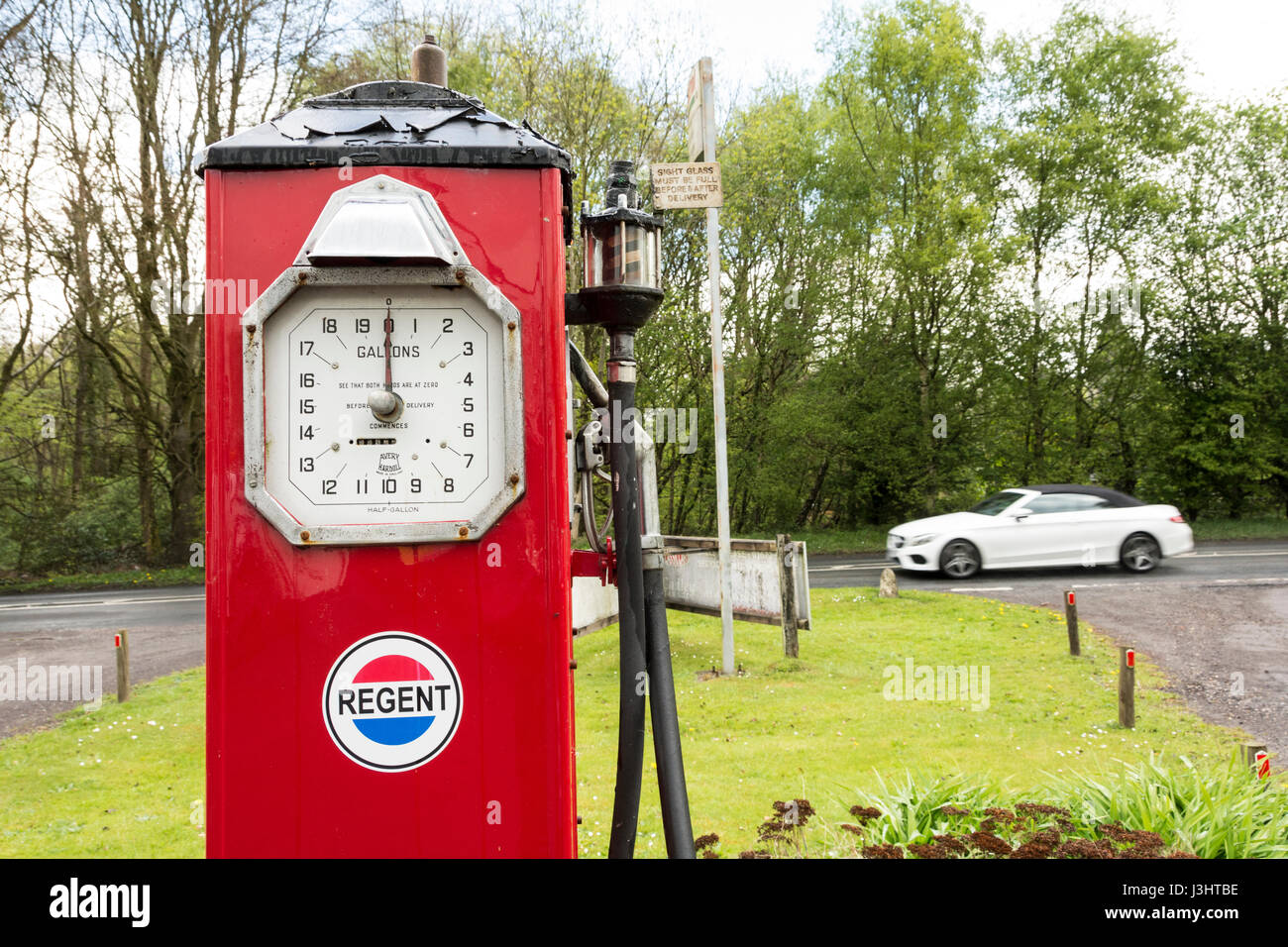Cadley Garage forecourt near Marlborough in Wiltshire, England, UK