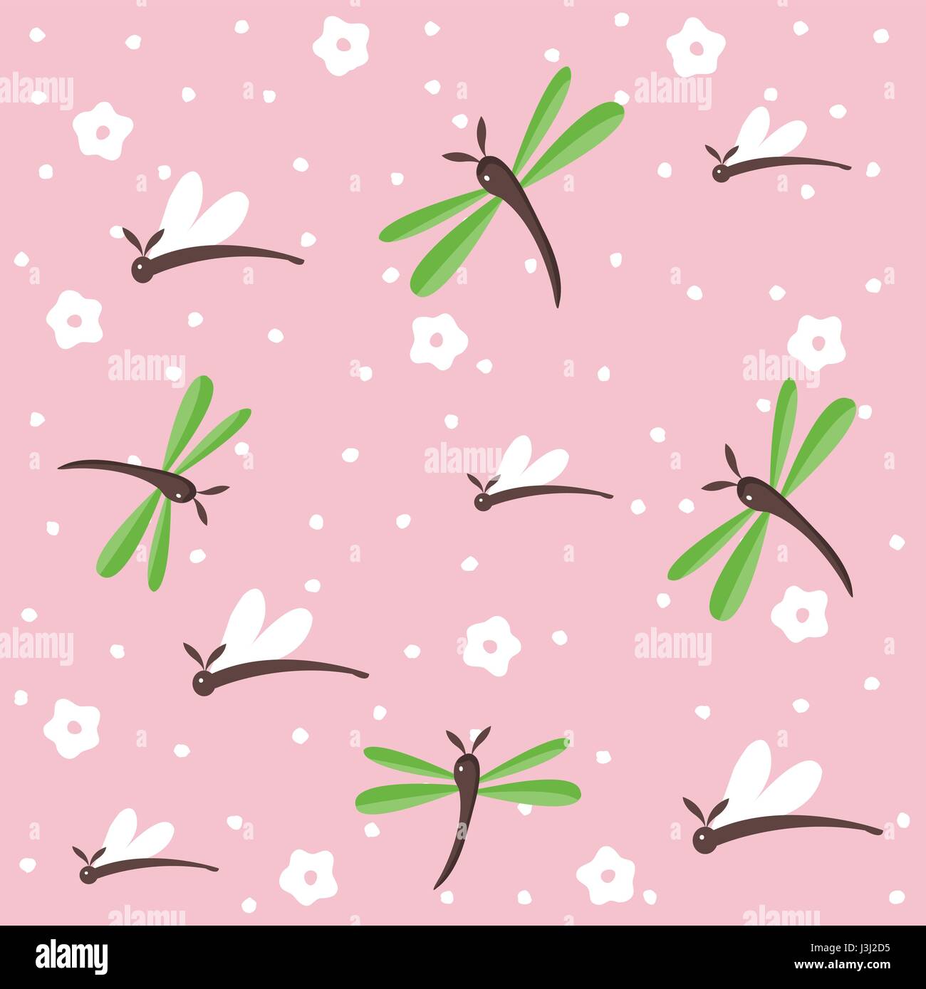 dragonfly seamless floral pattern Stock Vector Image & Art - Alamy