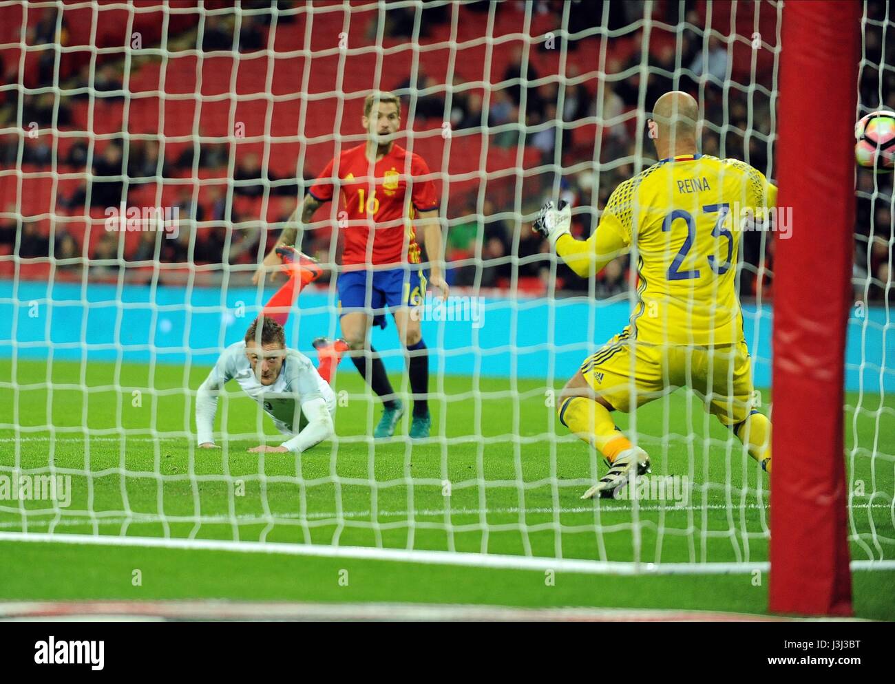 JAMIE VARDY OF ENGLAND SCORES ENGLAND V SPAIN WEMBLEY STADIUM LONDON