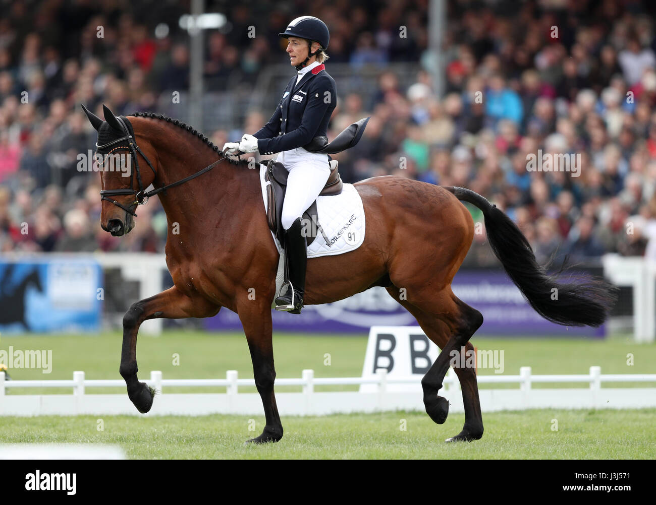 Germany's Ingrid Klimke on Hale Bob Old during the dressage phase on day  three of the 2017 Badminton Horse Trials Stock Photo - Alamy