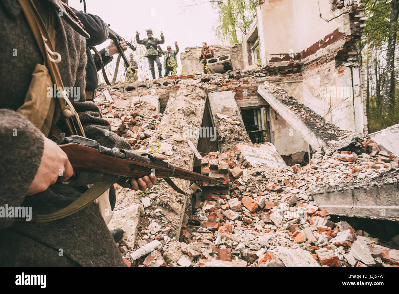 Reenactor Dressed As Russian Soviet Red Army Soldier Of World War II