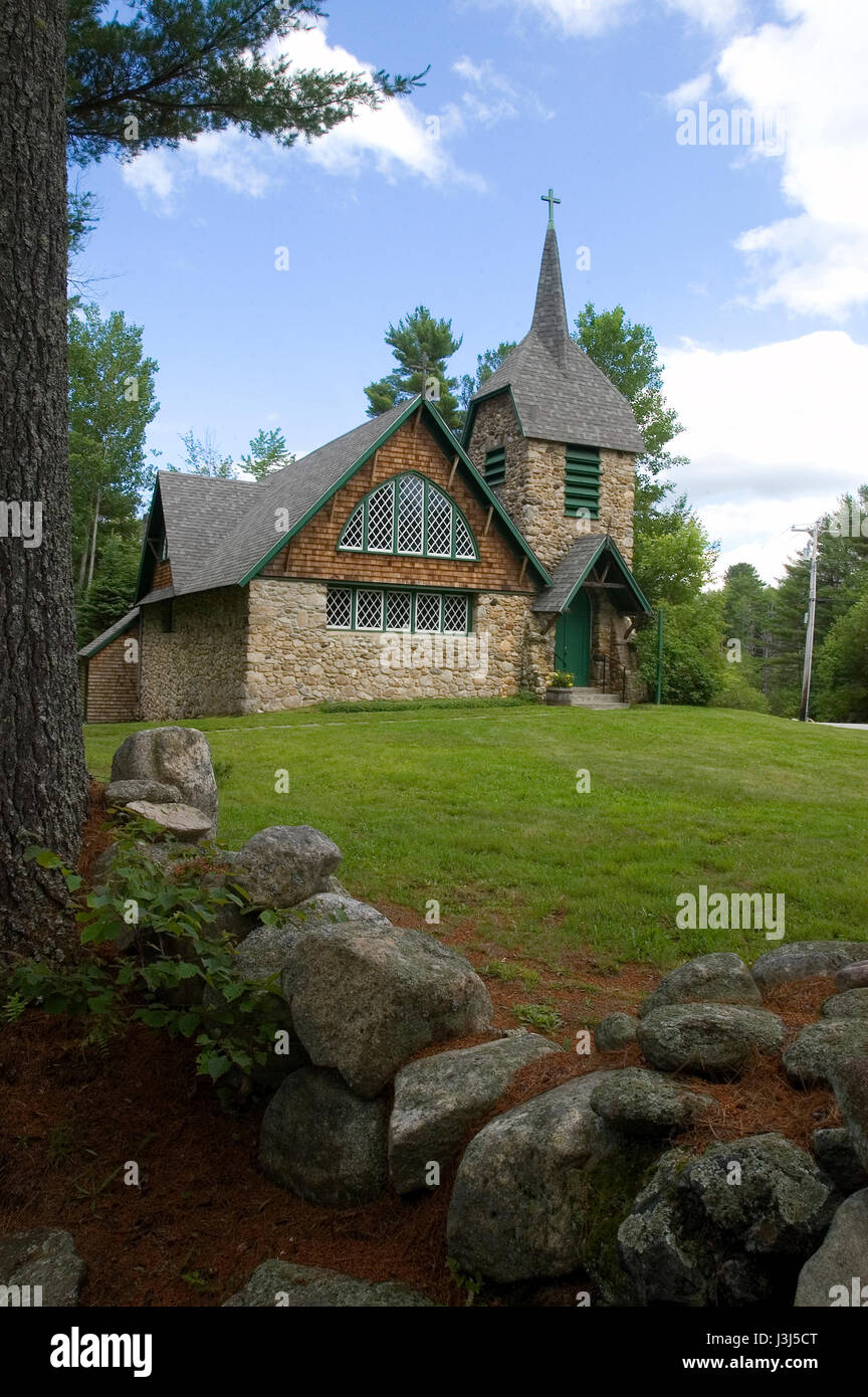 A stone Episcopal Church in New London, New Hampshire, USA Stock Photo